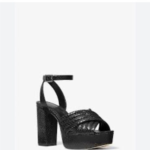 New Michael Kors Royce Quilted Python Embossed Leather Platform Sandal - Picture 4 of 5